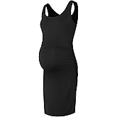 Smallshow Women's Maternity Dress Summer Ruched Pregnancy Tank Dress Clothes