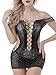 FasiCat Women's Mesh Lingerie for Women Fishnet BabyDoll Mini Dress Free Size Bodysuit Black6