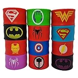 Superhero Slap Bracelets for Kids Boys & Girls Birthday Party Supplies Favors Wristband Accessories Wrist Strap (12 pack)