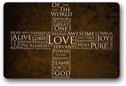 Christian Quotes Cross Pattern Clean Machine Doormat