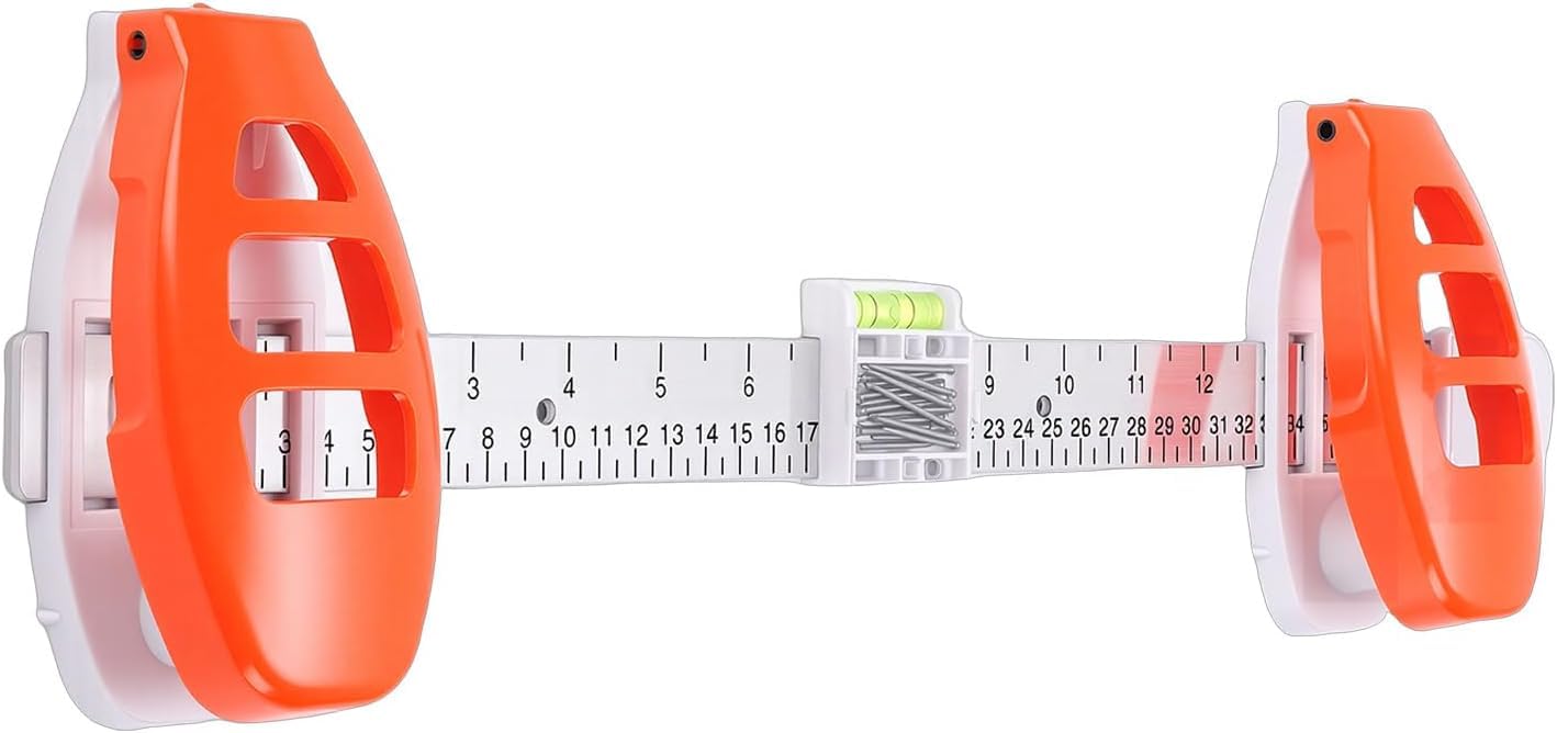 picture hanger tool with built-in level - precision wall alignment ruler for frames and mirrors - ab