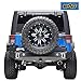 E-Autogrilles Rear Bumper with Tire Carrier and 2 Square 12W LED Lights for 07-17 Jeep Wrangler JK