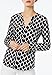 Womens Gold Zip-Pocket Shirt Blouse,Classy Black White Geo Print Long Work Top