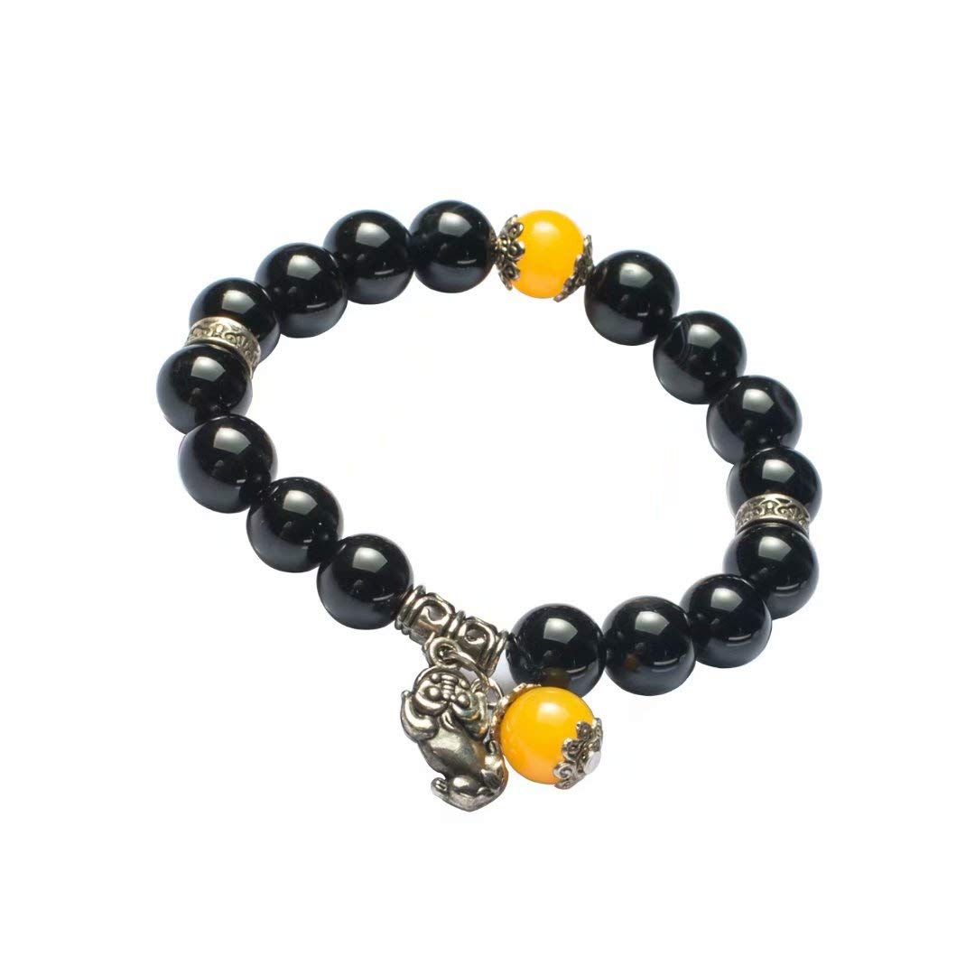Feng Shui The Best 10mm Natural Agate Beads Bracelet with Silver Plated Pi Xiu/Pi Yao Amulet Bangle Attract Lucky Wealthy