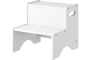 VIEWCARE Wooden 2 Step Stools for Adults, Bed Step Stools for High Beds for Adults, Portable Stool with Handles for Bathroom Kitchen, and Bedroom, 400 lbs Capacity