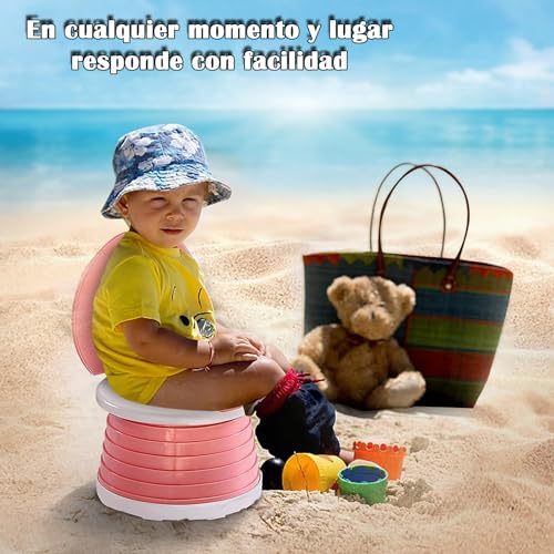 Folding Toilet for Children, Travel Potty, Folding Toilet Chair, Portable Potty Seat, Indoor Outdoor Travel Potty for Baby Training with Travel Bag (Pink)