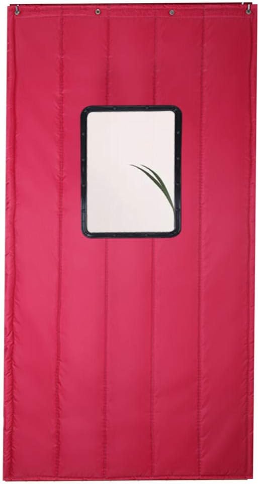 Rosa Roja Cortina Termica Puerta con Ventana Transparente