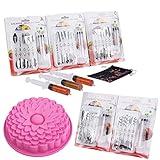 Moldes De silicone Jelly and Cake Molds with Stainless Steel Gelatin Jelly Art Tools - Complete Sets with Syringe and Storage Bag - Perfect for Rainy Days - Easy to Use – Dishwasher Safe – (Pink)