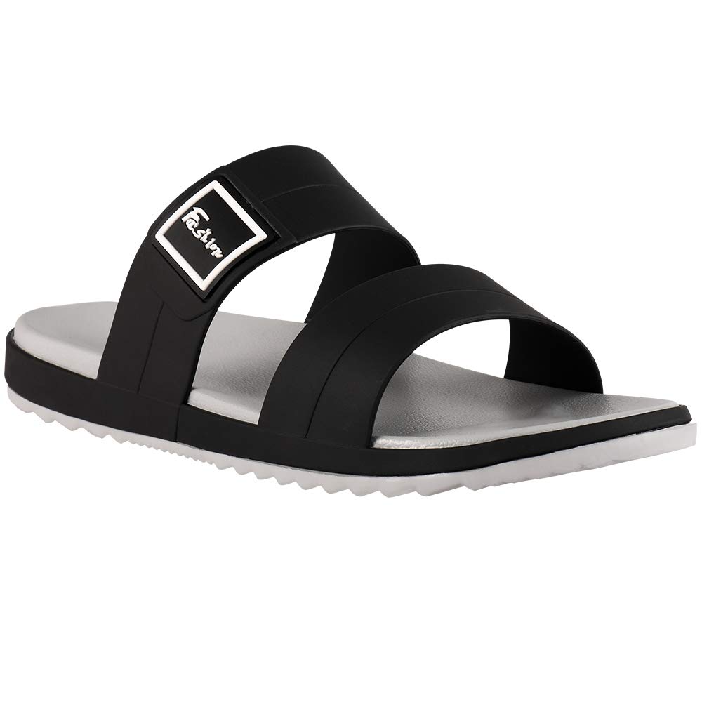 Fashion-zone Womens Flat Slide Sandals Comfortable EVA Slip On Shoes for Summer Beach,Black 250