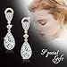 Incaton Teardrop Dangle Earrings for Wedding-Crystal Earrings with Pearl Extended for Bridal Women