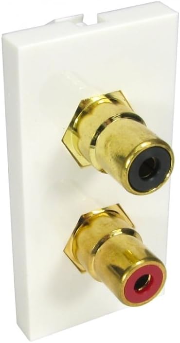 Bluecharge DirectBuild Your Own Mix and Match Multimedia Wall Socket Modular Faceplate - 2 x RCA Twin phono (Red and Black) Euro Module – Coupler Type
