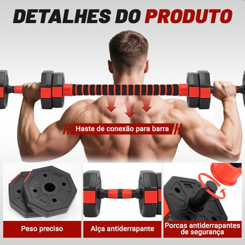 Halteres 10kg, Alteres para Musculação, Halteres 6 em 1 Alteres para Musculação, 10KG Kit com Kettlebell, Halter, Kit Alteres, Pesos para Exercícios em Casa