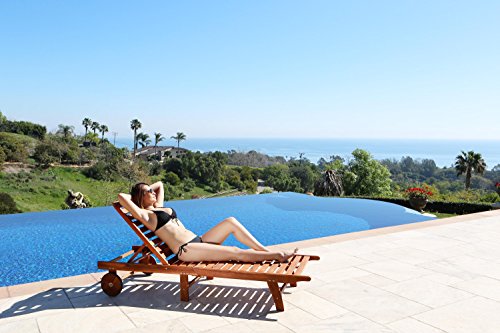 VIFAH V255 Outdoor Wood Single Chaise Lounge, Natural Wood Finish, 75 by 28 by 13-Inch - Thumbnail 7