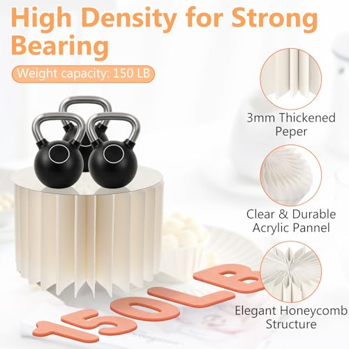 Set of 6 Folding Sideboard Cake Stand with 6 Round PVC Plates, Acrylic and Cardboard Cake Stand for Catering, Dessert, Jewellery, Figurines, Sweets, Food