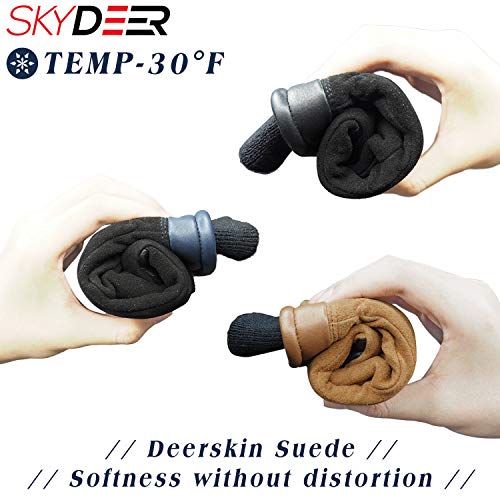 SKYDEER Women's and Men's Warm Deerskin Suede Winter Thermal Gloves for Driving Running Cycling (SD8652T/M)