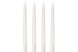 Wrcevtor 10 inch Taper Candles Set of 4 |7.5 hrs Clean Burning Unscented, for Wedding, Parties,Home Decor and Special Occasions,Long Candle Sticks, Spiral Candle Christmas Candles (10 INCH, White)