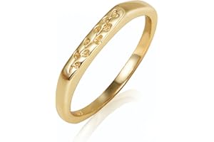 YeGieonr 14K Gold Plated Signet Rings for Women Non Tarnish 925 Sterling Silver Dainty Stackable Gold Ring, Waterproof Engraved Flower Thin Band Unique Everyday Jewelry Gift