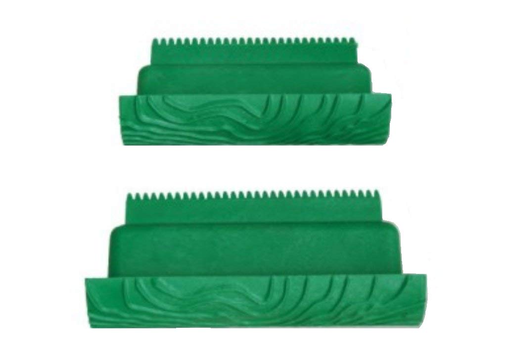 Shentian 2Pcs M-Shape Wood Grain Design Decorating Tool Graining Rubber Painting,Green (MS8L)