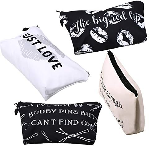 10 Pieces Letters Makeup Bags Cosmetic Pouch Travel Zipper Cosmetic Organizer Toiletry Bag Printing Pencil Bag for Women Girls Supplies Christmas (Black and White Style) 5 10 Pieces Letters Makeup Bags Cosmetic Pouch Travel Zipper Cosmetic Organizer Toiletry Bag Printing Pencil Bag for Women Girls Supplies Christmas (Black and White Style)