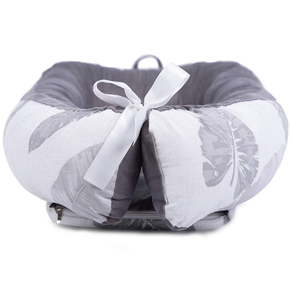Portable Crib Baby Portable Lounger Infant Bassinet Reversible Baby Nest Bed for Bedroom/Travel (Gray Leaf): Baby