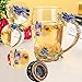 COAWG 330ML Tea Cup Glass Coffee Mugs, Handmade Rose Flower Butterfly Tea Mug with Spoon Gift for Birthday Wedding Christmas