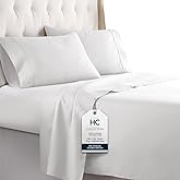 HC Collection Bed Sheets Set, HOTEL LUXURY Platinum Collection 1800 Series Bedding Set, Deep Pockets, Wrinkle & Fade Resistant, Hypoallergenic Sheet & Pillow Case Set (Queen, White)