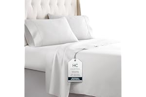 HC Collection Bed Sheets Set, HOTEL LUXURY Platinum Collection 1800 Series Bedding Set, Deep Pockets, Wrinkle & Fade Resistant, Hypoallergenic Sheet & Pillow Case Set (Queen, White)