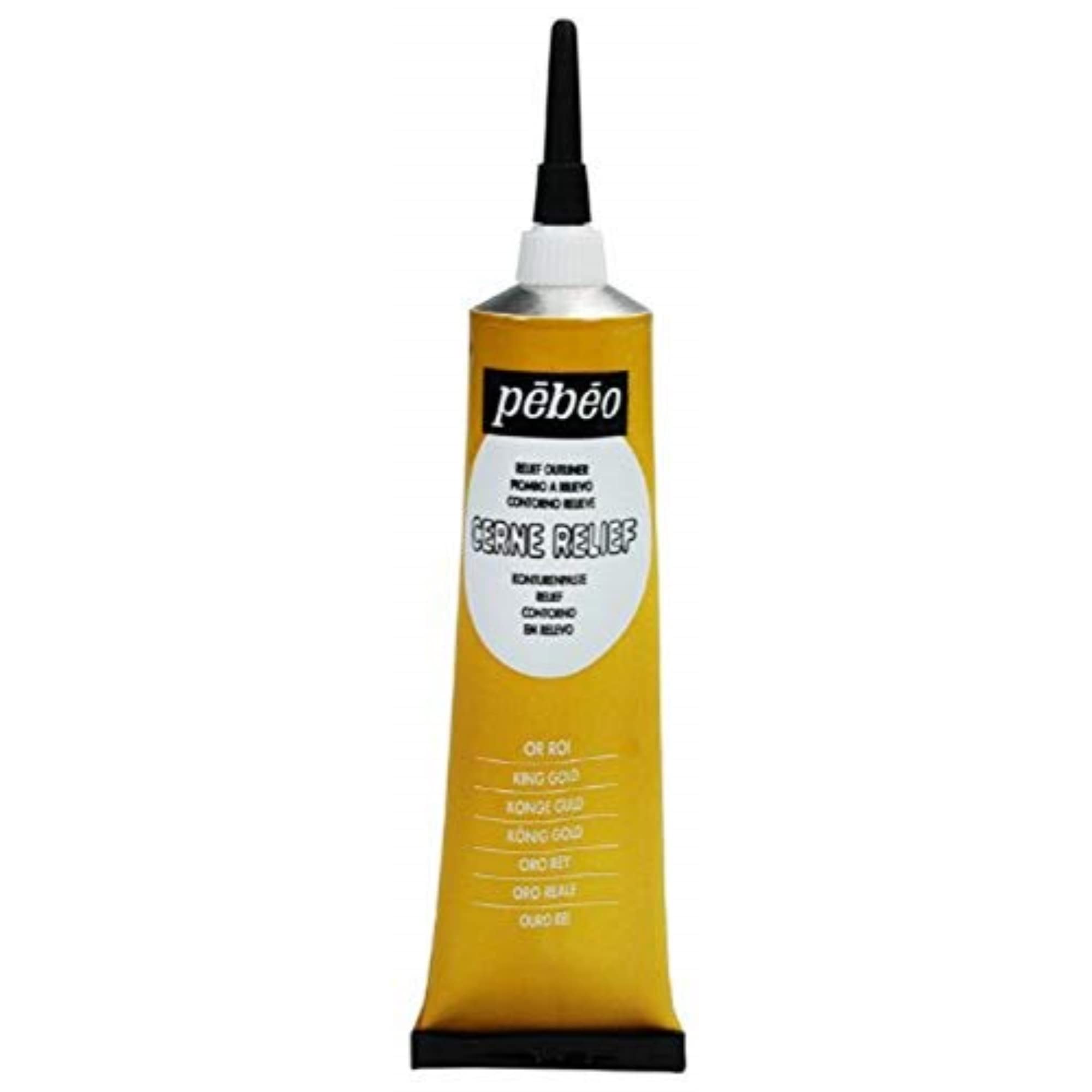 Pebeo 37 ml Vitrail Stained Glass Effect Cerne Relief Tube with Nozzle, King Gold, 773137
