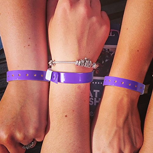 Ouchan Plastic Event Wristbands Neon Purple - 500 Pack Vinyl Wristbands for Parties
