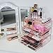 Sorbus Acrylic Cosmetics Makeup and Jewelry Storage Case X-Large Display Sets -Interlocking Scoop Drawers to Create Your Own Specially Designed Makeup Counter -Stackable and Interchangeable (Pink)