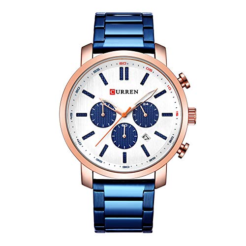 Curren 8315 - Reloj de pulsera para hombre, diseño de zona horaria analógica, color azul