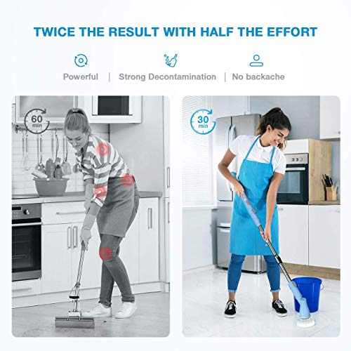 ELLESYE Electric Spin Scrubber Cordless Shower Scrubber Power Cleaning Brush, Tile Bathtub and Floor Scrubber with 3 Replacement Brush Heads and Adapter for Cleaning Bathroom, Kitchen, Grout, Wall
