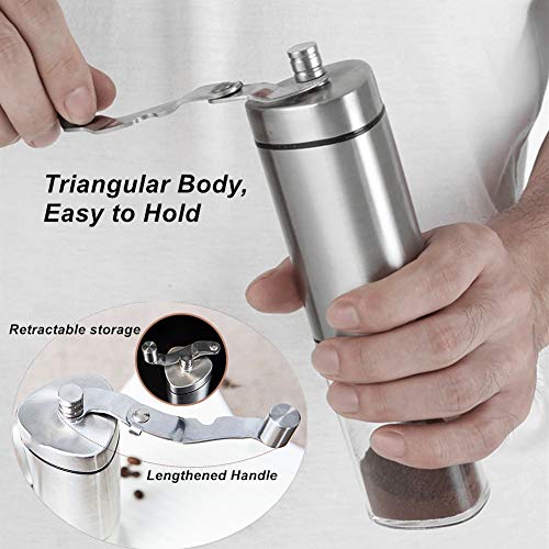 Mixnon manuelle Kaffeemühle, tragbare Keramik Gratmühle Edelstahl Kaffeemühle,Handkurbel Bean Mühle,Hand kaffeemühle… – Bild 6