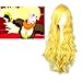 Women's Anime Cosplay Wigs Long Fluffy Curly Wavy Hair Halloween Daily Party With Bangs Fringe Hairstyles(Yellow)