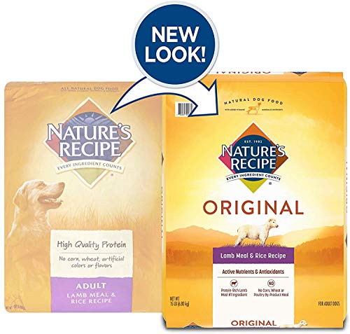 Nature's Recipe Adult Dog Food Dry, Lamb Meal & Rice Recipe, 15-Pound (Packaging may vary)