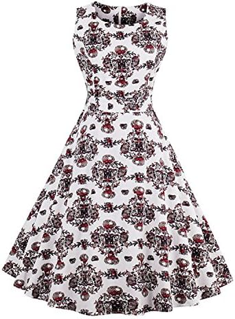 Summer Print Floral 1950s Style Party Dress Patchwork Sleeveless Luxury Dresses