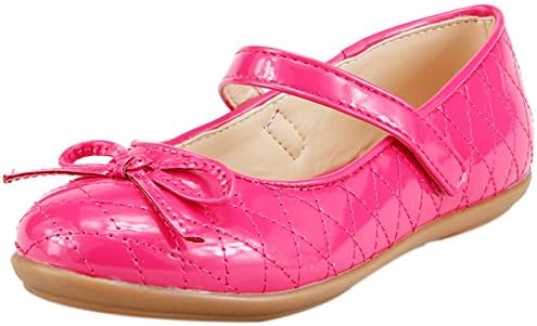 The Doll Maker Girl's Bow Top Glossy Pink Strap Flat - FBA1431104-10