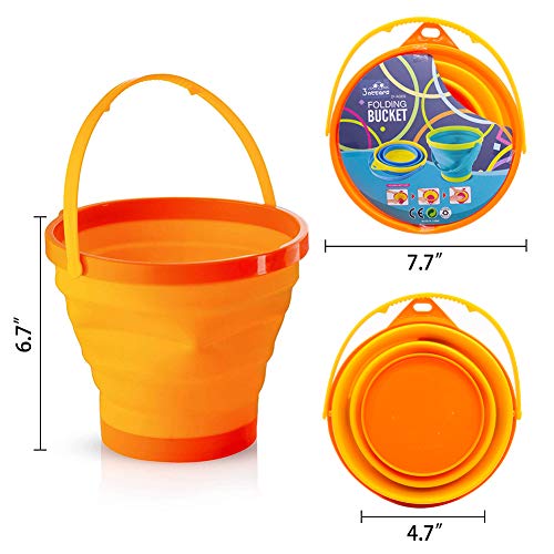 Shindel Foldable Bucket, 3PCS Foldable Pail Bucket Collapsible Buckets for Kids Beach Play Camping Gear Water and Food Jug, Dog Bowls, Camping, 2.5L