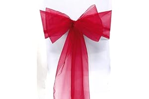 Sarvam Fashion Set of 10 Chair Bows Sashes Tie Back Decorative Item Cover ups for Wedding Reception Events Banquets Chairs Decoration (7 Inch X 108 Inch (17CM x 275CM), Apple Red)