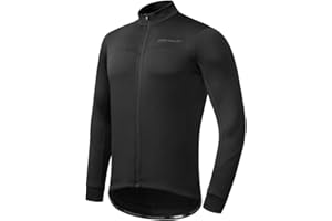 Przewalski Men's Cycling Jersey Winter Thermal Long Sleeve Fleece Cycling Jacket with 3 Rear Pockets