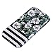 Dimaka Case for iPhone 7 & iPhone 8 Case for Girls, Floral Flower with White/Black Stripes [High Impact][Hybrid 2 Layers] Soft Bumper and Hard PC for iPhone 7 and iPhone 8 (Camellia Eden)
