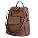 UTO Women Backpack Purse 3 ways PU Washed Leather Ladies Rucksack Shoulder Bag Brown
