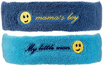 Baby Boy Toddler Headbands, Custom Embroidered Emojis &amp; Endearing Messages 2 pcs