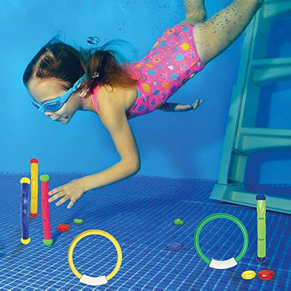 JOYIN Underwater Swimming/Diving Pool Toy Rings (4 Pcs) , Sticks