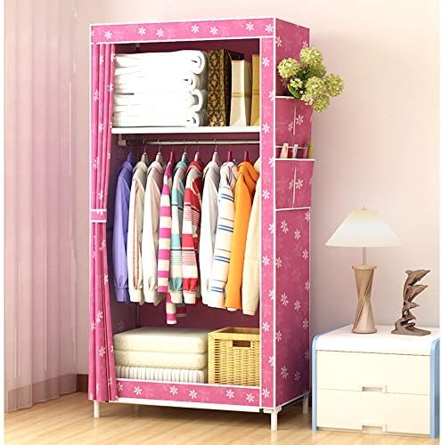 RKY Cloth wardrobe Cloth Wardrobe - Simple Wardrobe Single Small Wardrobe Dormitory Hanging Wardrobe Economical Assembly Steel Fabric Cloth Wardrobe Storage Cabinet (70x45x160cm) /-/
