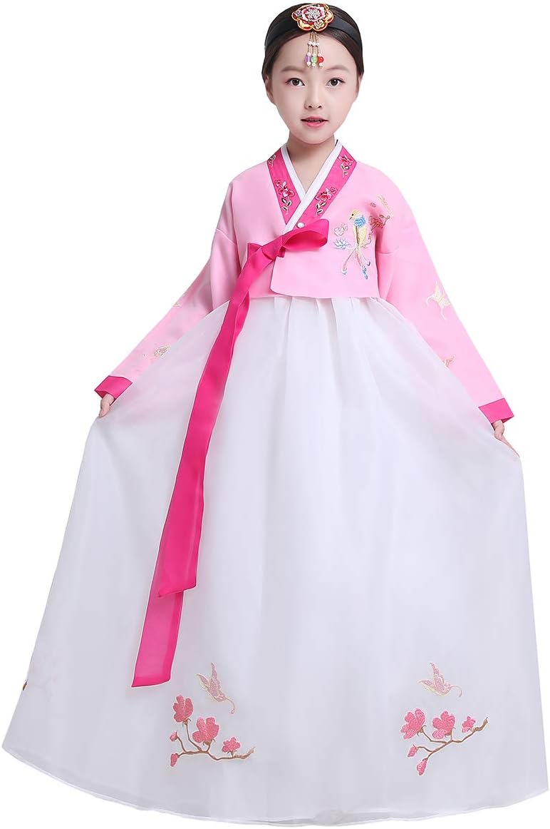 KUFEIUP Korean Traditional Embroidery Kids Hanbok Dress Costume For Girls