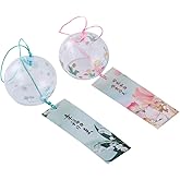 Falytemow Japanese Wind Chimes Wind Bells Handmade Glass Japanese Style Pendant for Birthday Present Outdoor or Indoor Home Decors (Tulip and Orchid, 7 cm)