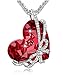 QOF ''Red Heart of The Ocean Bowtie Pendant Necklace with Swarovski Crystal