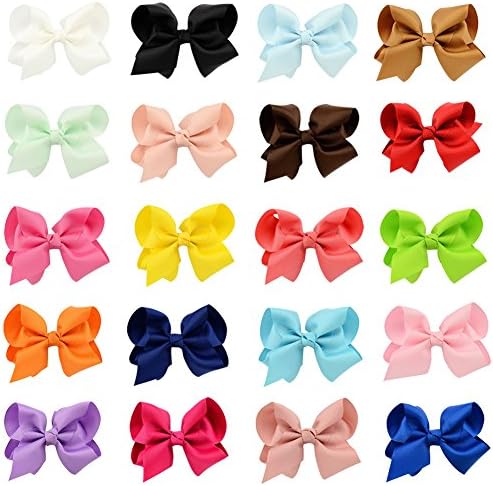 20pcs 4" Toddlers Grosgrain Ribbon Boutique Bow Hair Clips (4 inches)