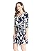 GRAPENT Women's True Wrap 3D Blue and White Floral Knee Length Dress Formal Work US 8
